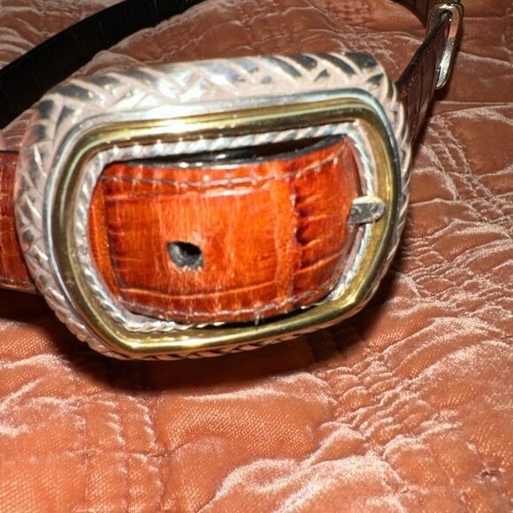 Brighton Vintage Black and Brown Leather Reversible Belt Size L/34 - Picture 4 of 10